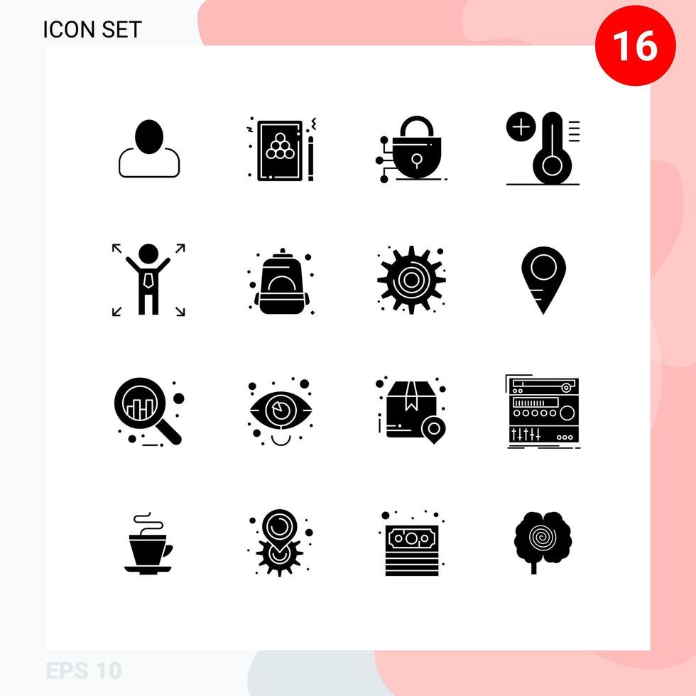 16 Creative Icons Modern Signs and Symbols of backpack man digital business plus Editable Vector Design Elements