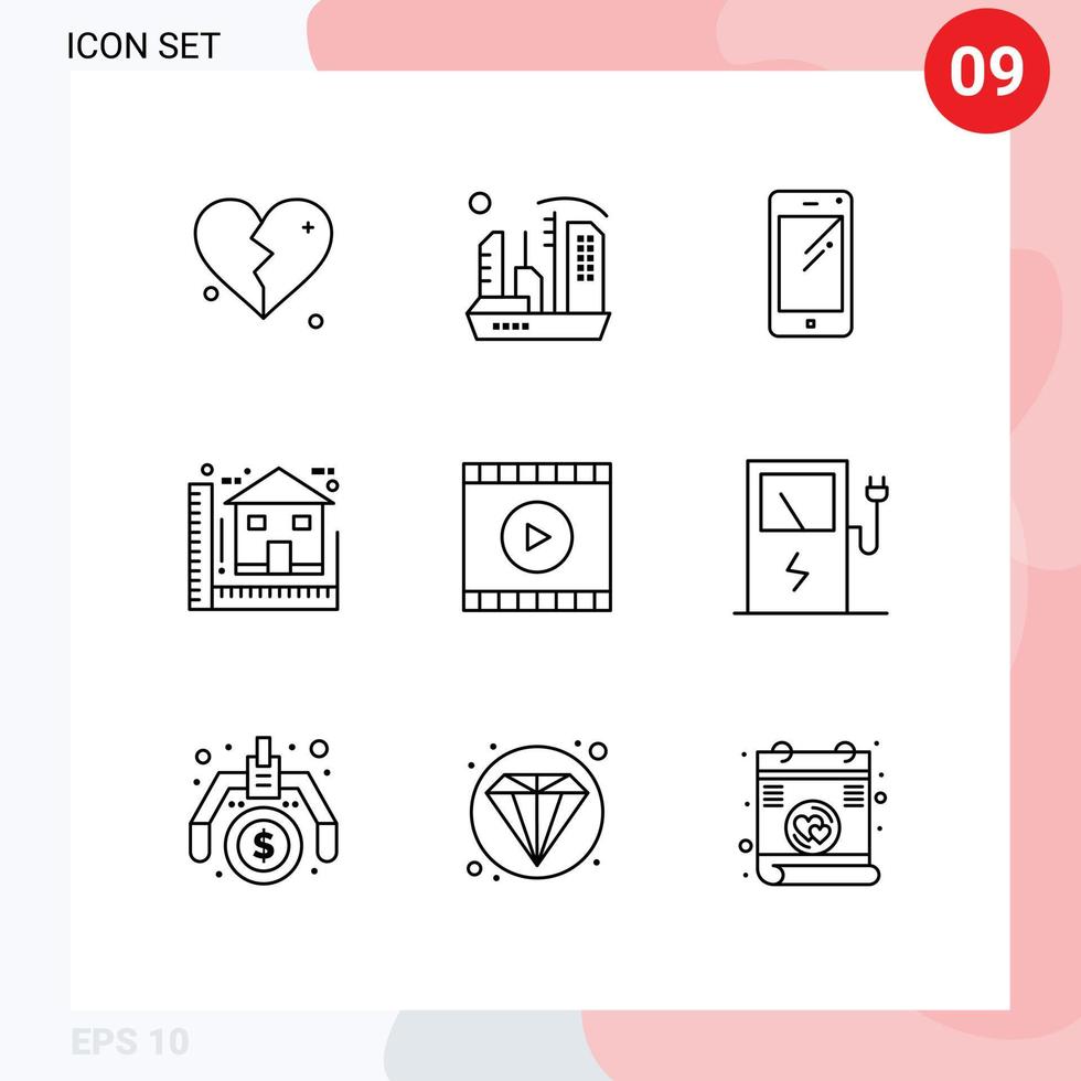 9 Outline concept for Websites Mobile and Apps home blueprint expansion blue huawei Editable Vector Design Elements