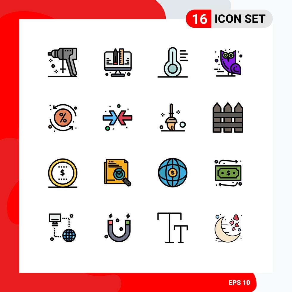 16 Universal Flat Color Filled Line Signs Symbols of percent costs medical scary halloween Editable Creative Vector Design Elements
