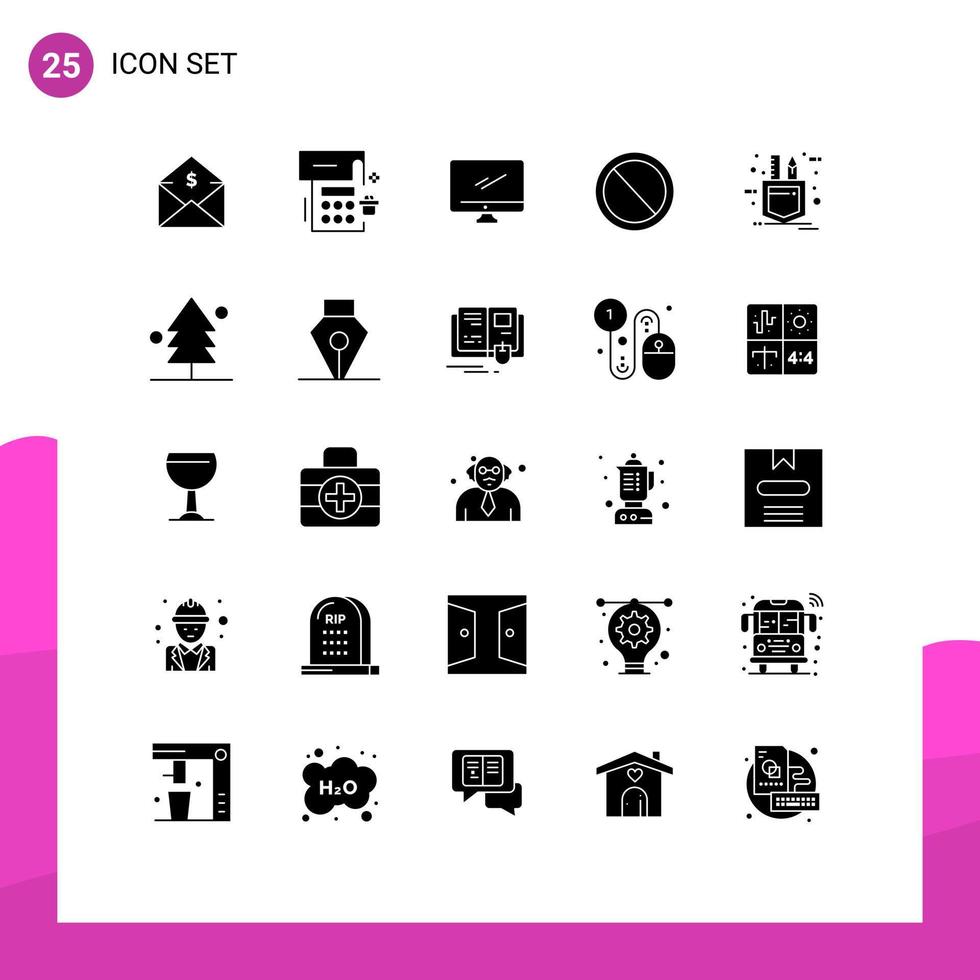Solid Glyph Pack of 25 Universal Symbols of user no party interface imac Editable Vector Design Elements