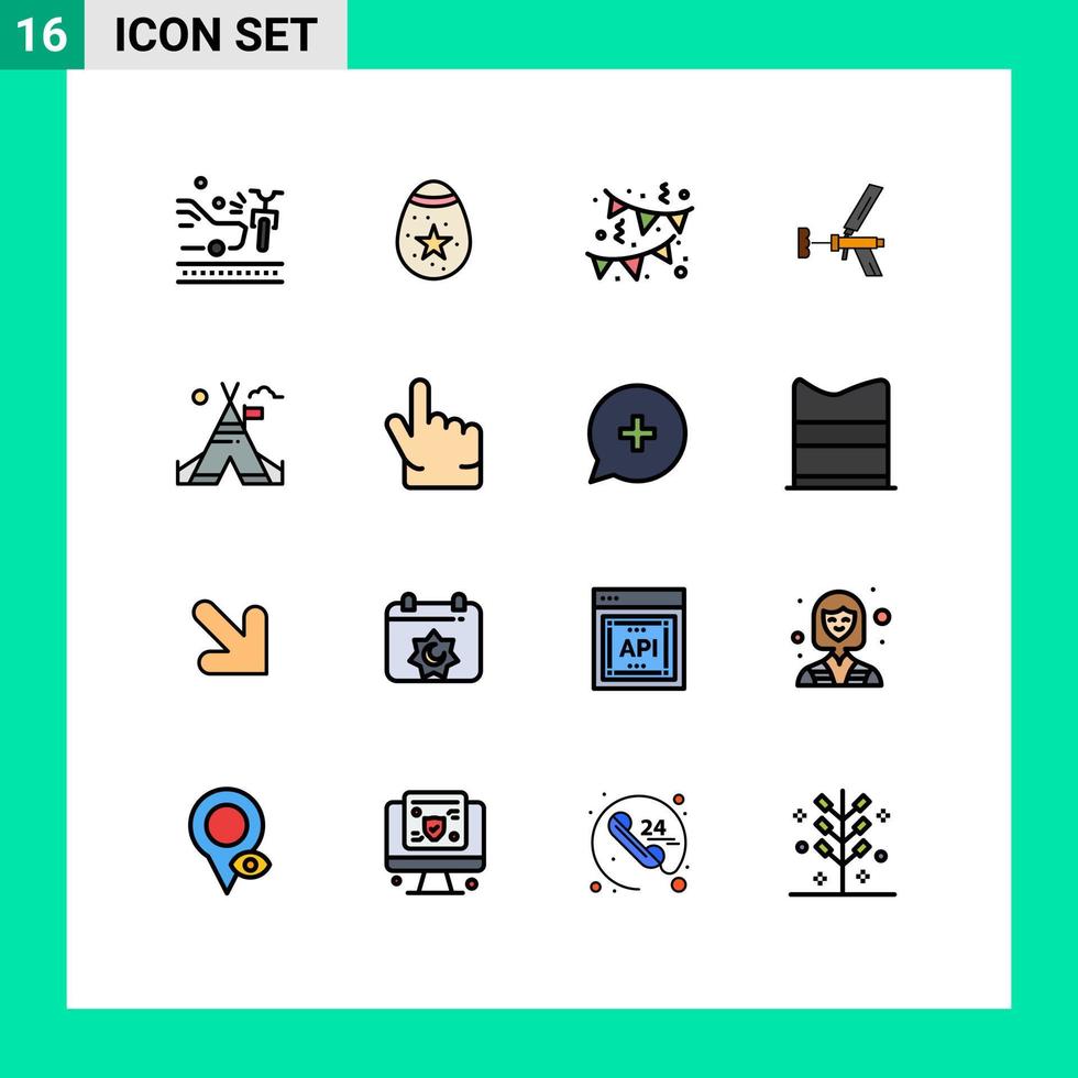 16 Creative Icons Modern Signs and Symbols of gun repair birthday foam building Editable Creative Vector Design Elements