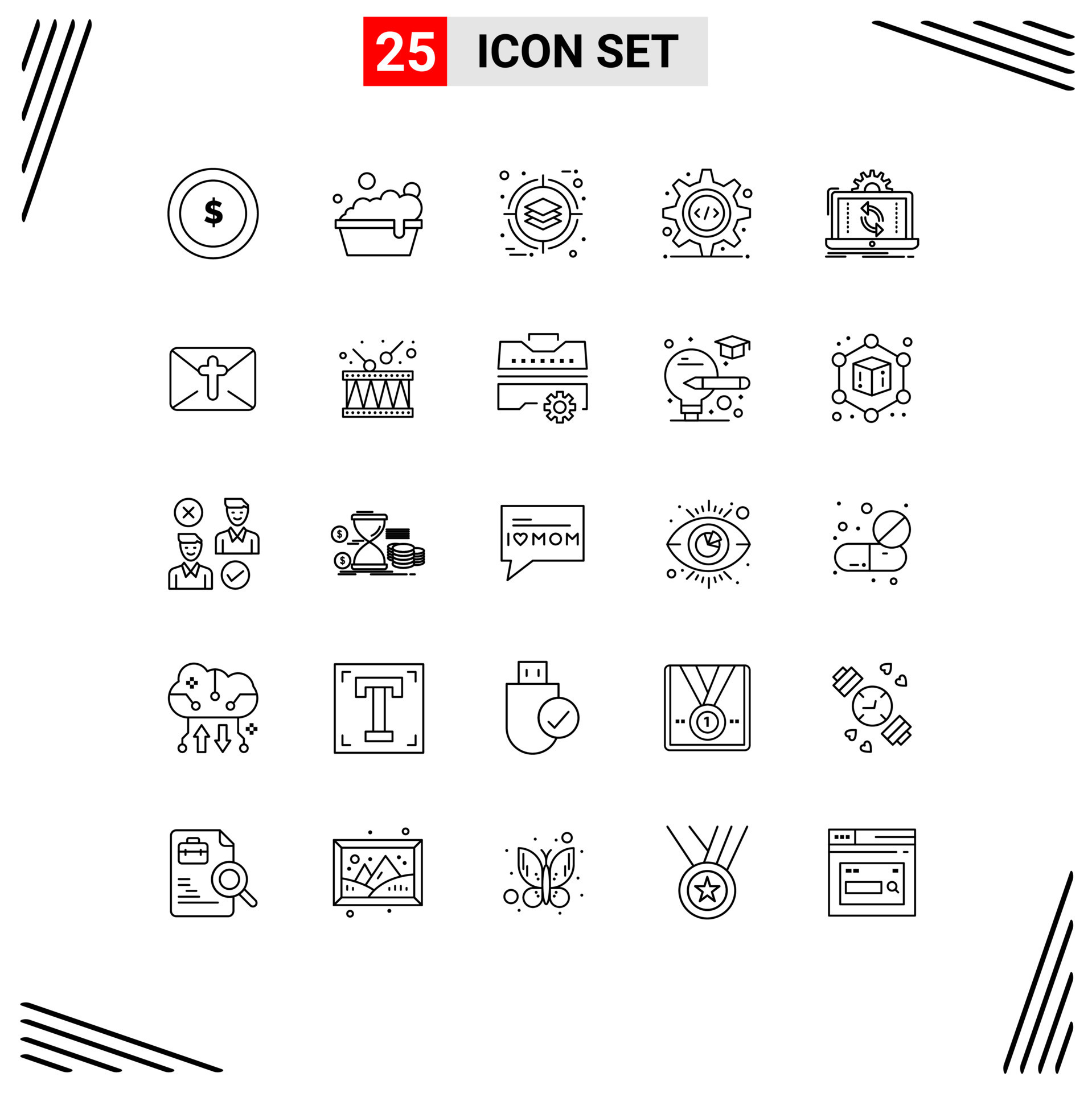 Pack of 25 creative Lines of analysis data deployment gear programming