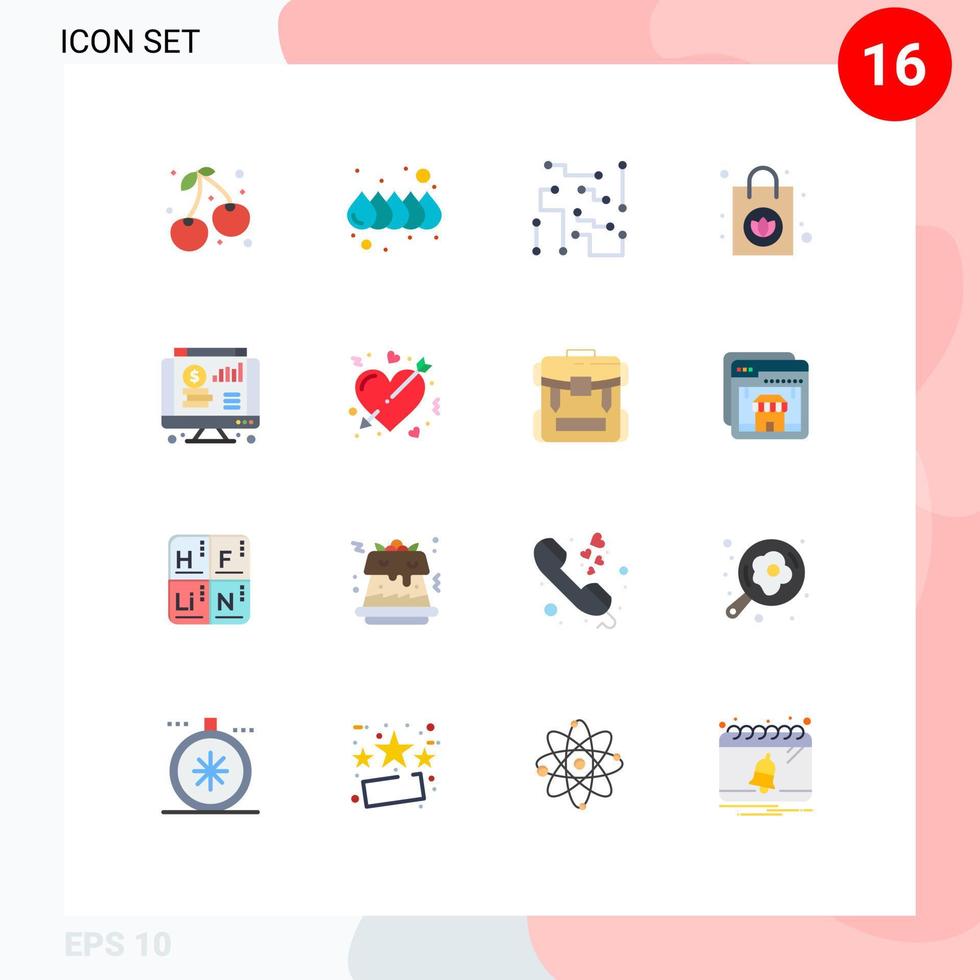 16 Creative Icons Modern Signs and Symbols of web dollar circuitry purse handbag Editable Pack of Creative Vector Design Elements