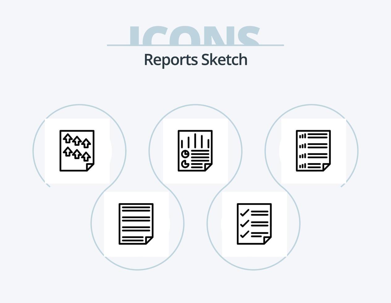 informes sketch line icon pack 5 diseño de iconos. papel. datos. página. informe. página vector