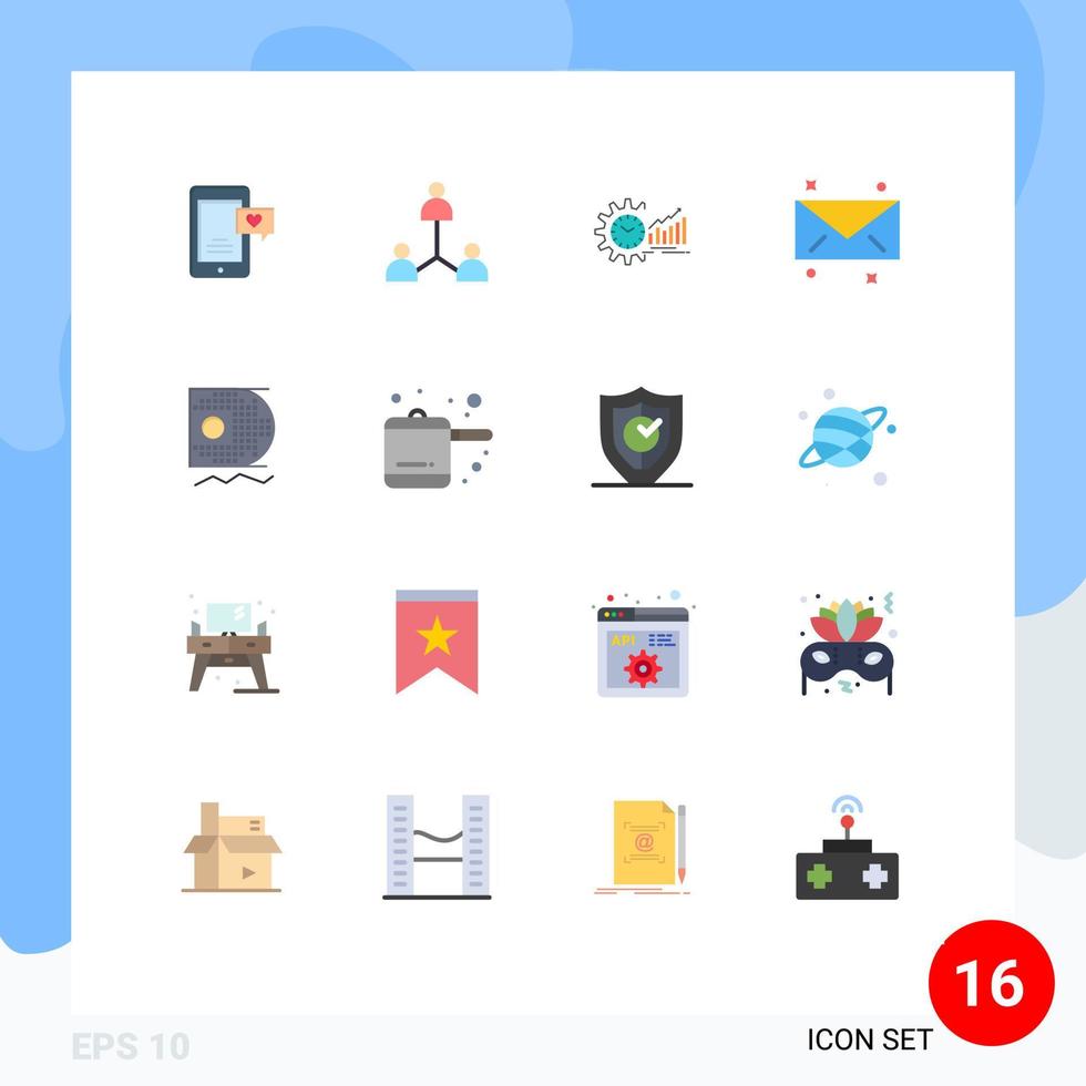 Set of 16 Modern UI Icons Symbols Signs for email message chart trends schedule Editable Pack of Creative Vector Design Elements