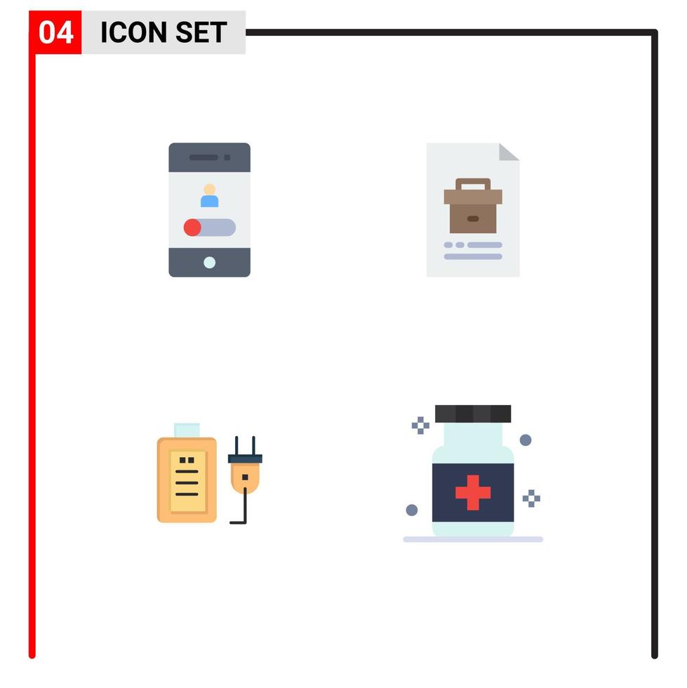 4 Universal Flat Icon Signs Symbols of calling report smartphone corporate charge Editable Vector Design Elements