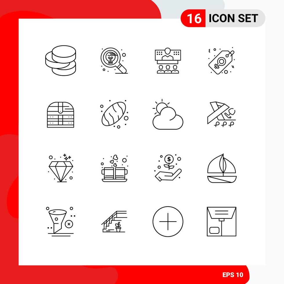 16 iconos creativos signos y símbolos modernos de mujeres firman precio conferencia etiqueta internet elementos de diseño vectorial editables vector