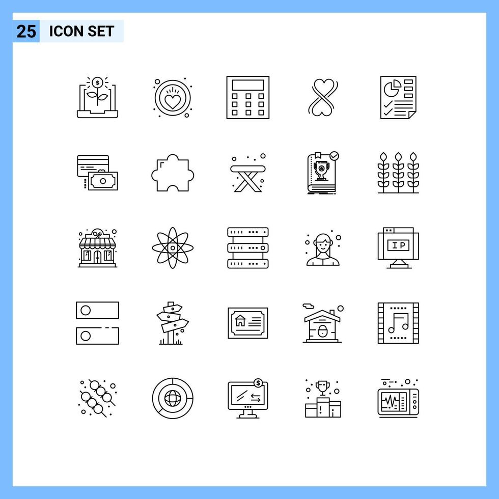 25 Universal Lines Set for Web and Mobile Applications report document calculation data eight Editable Vector Design Elements