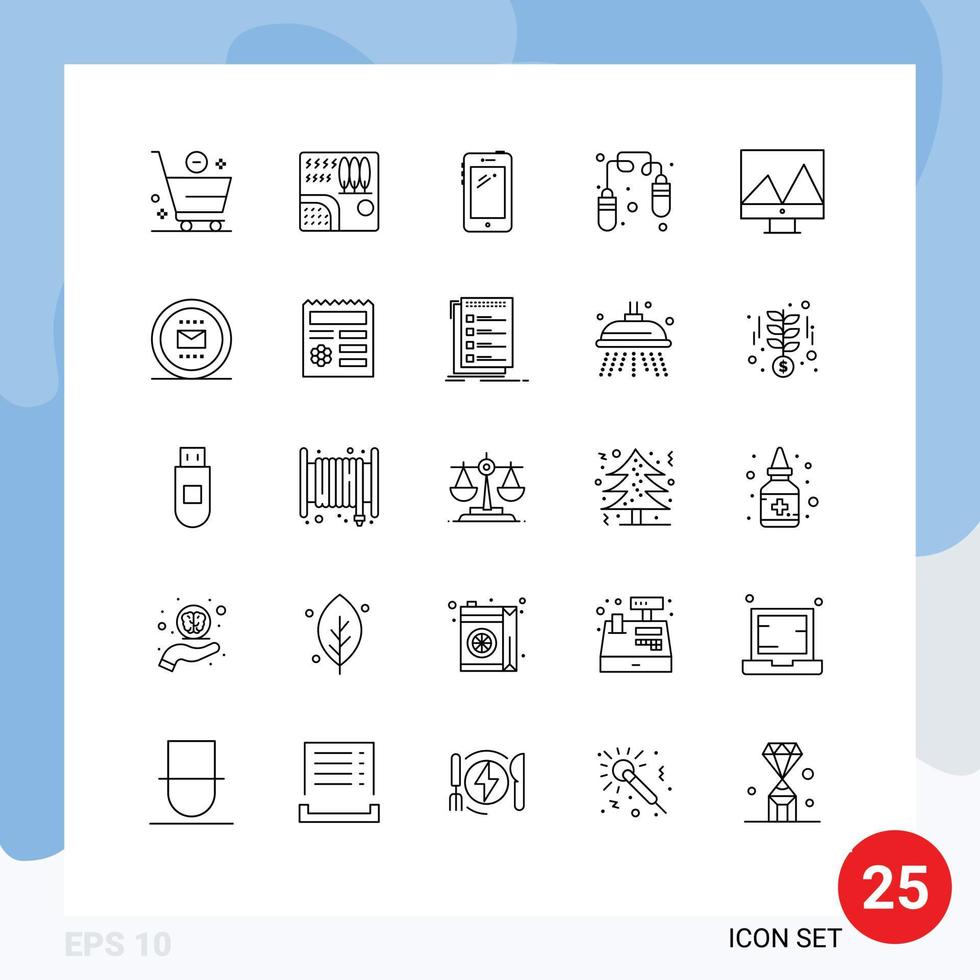 Set of 25 Vector Lines on Grid for analytics fitness travel exercise huawei Editable Vector Design Elements