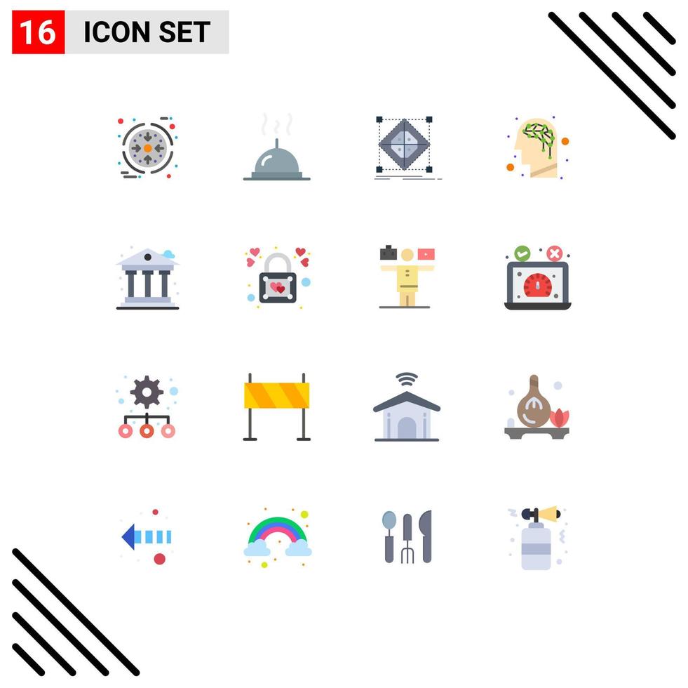 Set of 16 Commercial Flat Colors pack for bank city cluster intelligence artificial Editable Pack of Creative Vector Design Elements