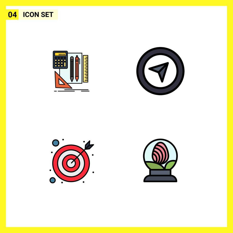 Stock Vector Icon Pack of 4 Line Signs and Symbols for stationary target pen pointer globe Editable Vector Design Elements