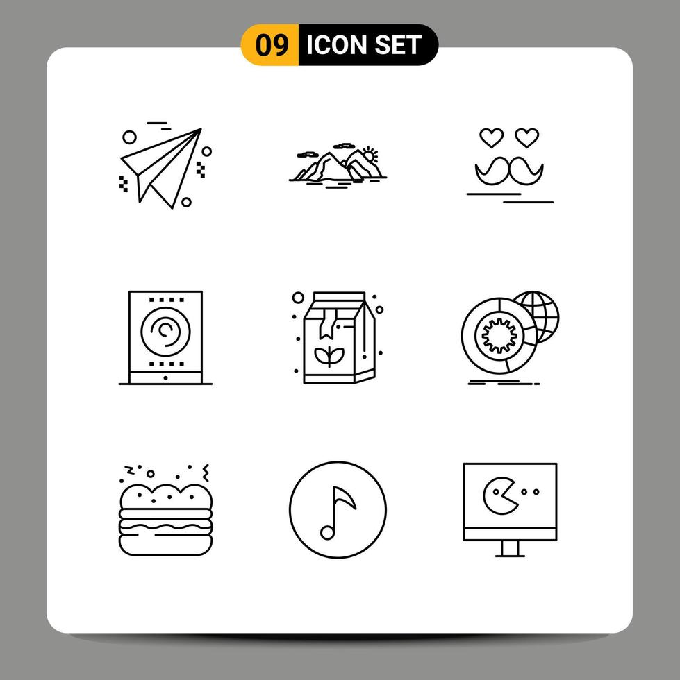 9 Outline concept for Websites Mobile and Apps box tablet celebrate streaming office Editable Vector Design Elements