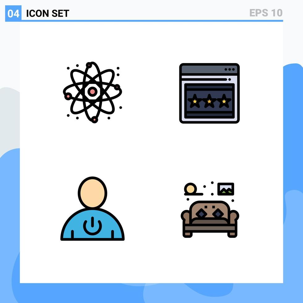 Stock Vector Icon Pack of 4 Line Signs and Symbols for physics human seo avatar chair Editable Vector Design Elements