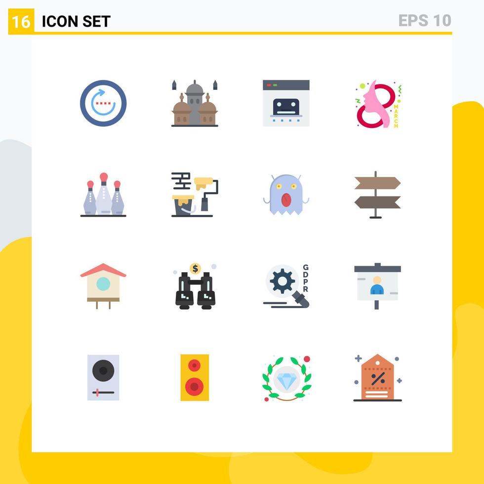 Modern Set of 16 Flat Colors and symbols such as female ay moon payment finance Editable Pack of Creative Vector Design Elements
