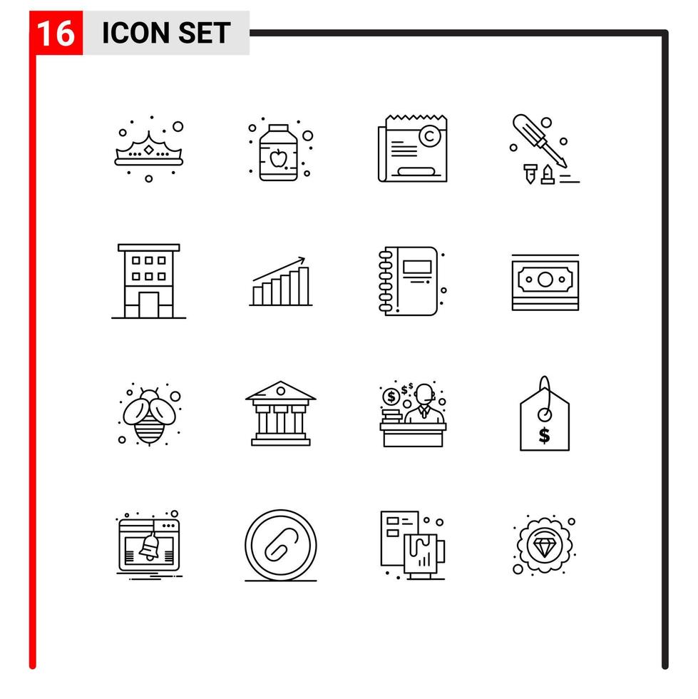 16 Universal Outline Signs Symbols of building equipment copy construction file Editable Vector Design Elements