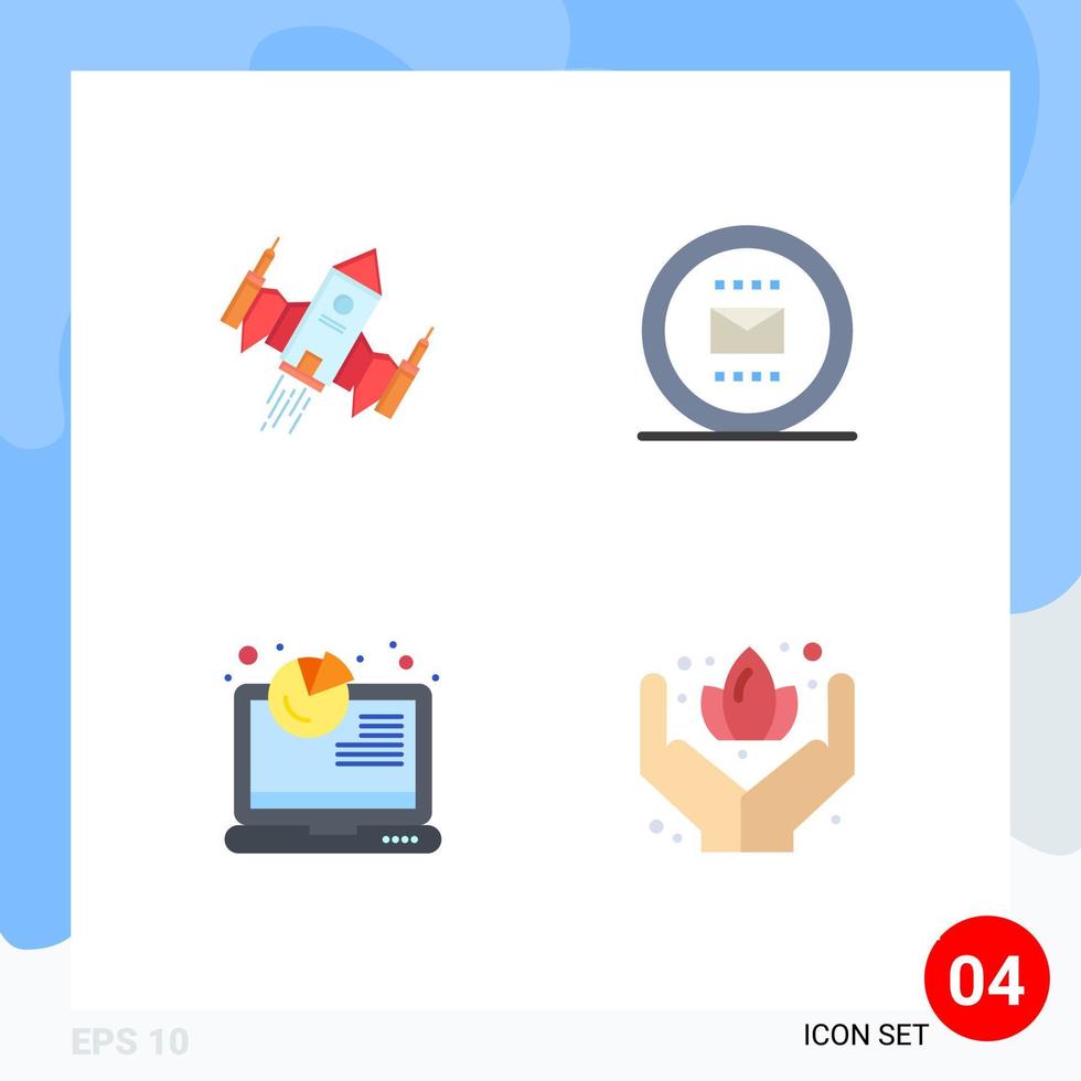 User Interface Pack of 4 Basic Flat Icons of spacecraft work space job report Editable Vector Design Elements