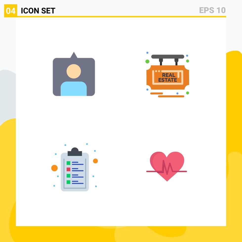 4 Universal Flat Icon Signs Symbols of contac list board sale heart Editable Vector Design Elements