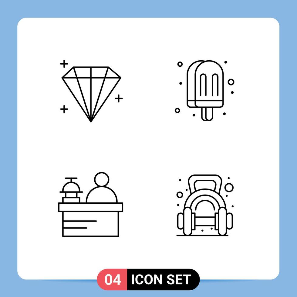 Universal Icon Symbols Group of 4 Modern Filledline Flat Colors of diamond manager drink meal fitness Editable Vector Design Elements