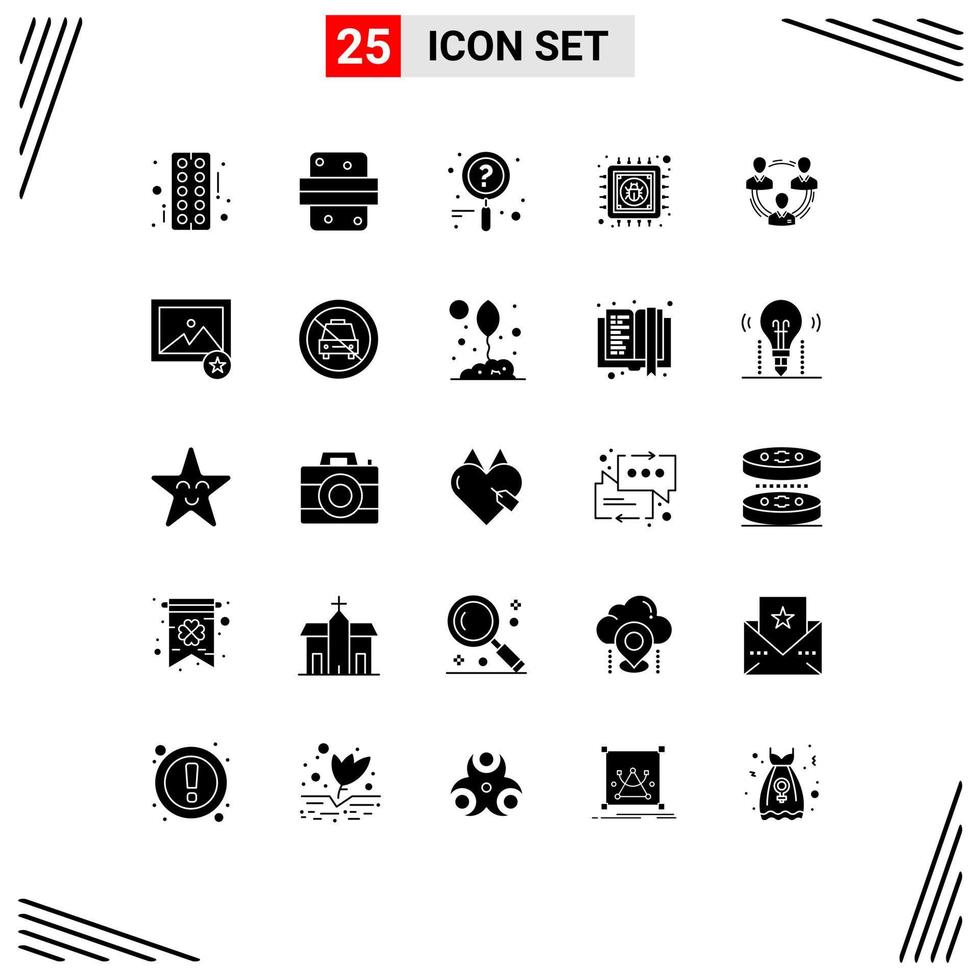 Solid Glyph Pack of 25 Universal Symbols of business information food data antivirus Editable Vector Design Elements