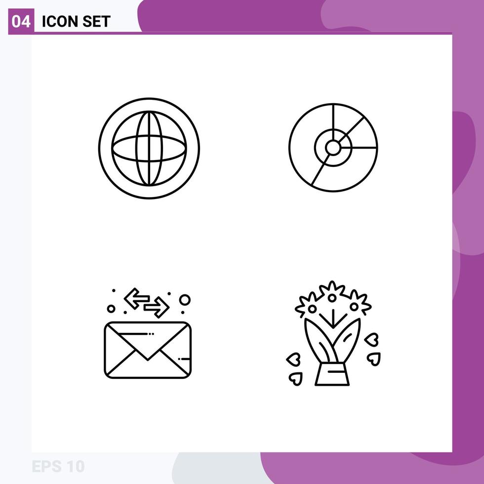 Set of 4 Modern UI Icons Symbols Signs for center finance help business statistics Editable Vector Design Elements