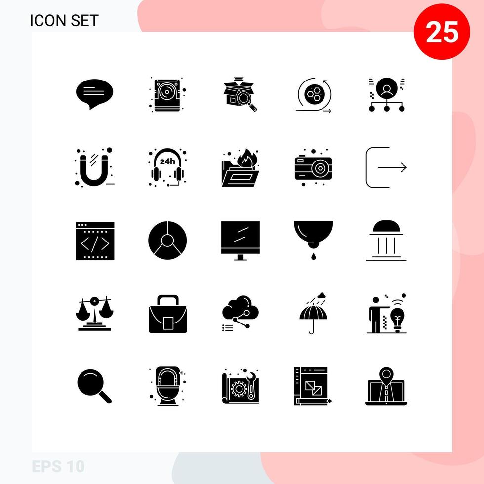 Stock Vector Icon Pack of 25 Line Signs and Symbols for human abilities search scince api Editable Vector Design Elements