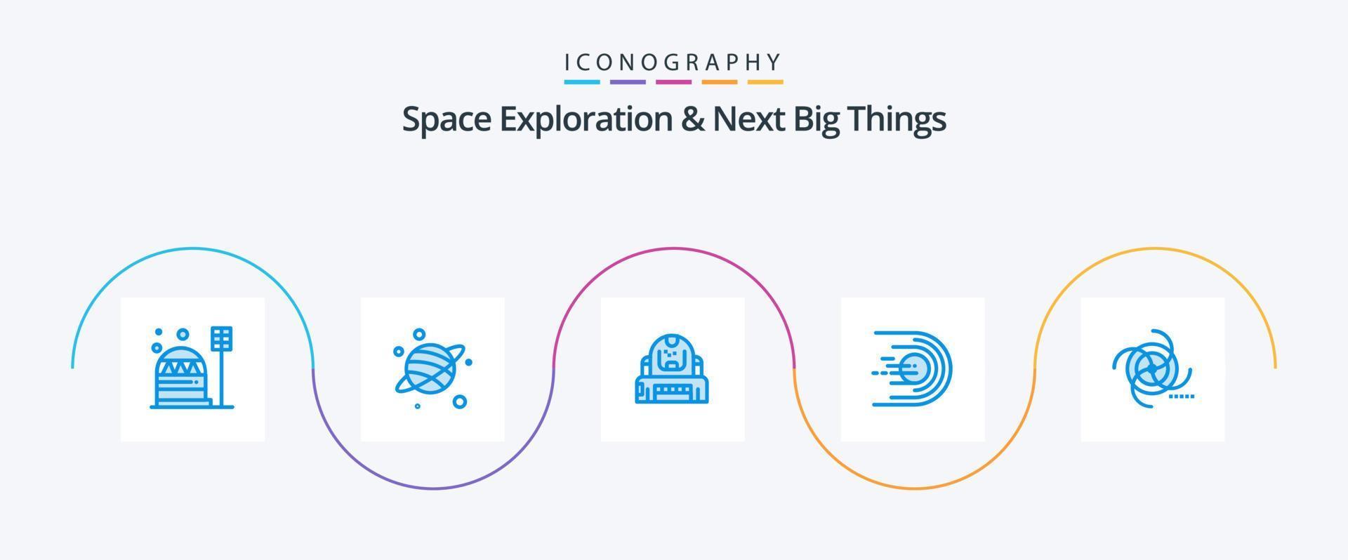 exploración espacial y próximas grandes cosas paquete de iconos azul 5 que incluye espacio. vuelo. astronauta. cometa. proteccion vector