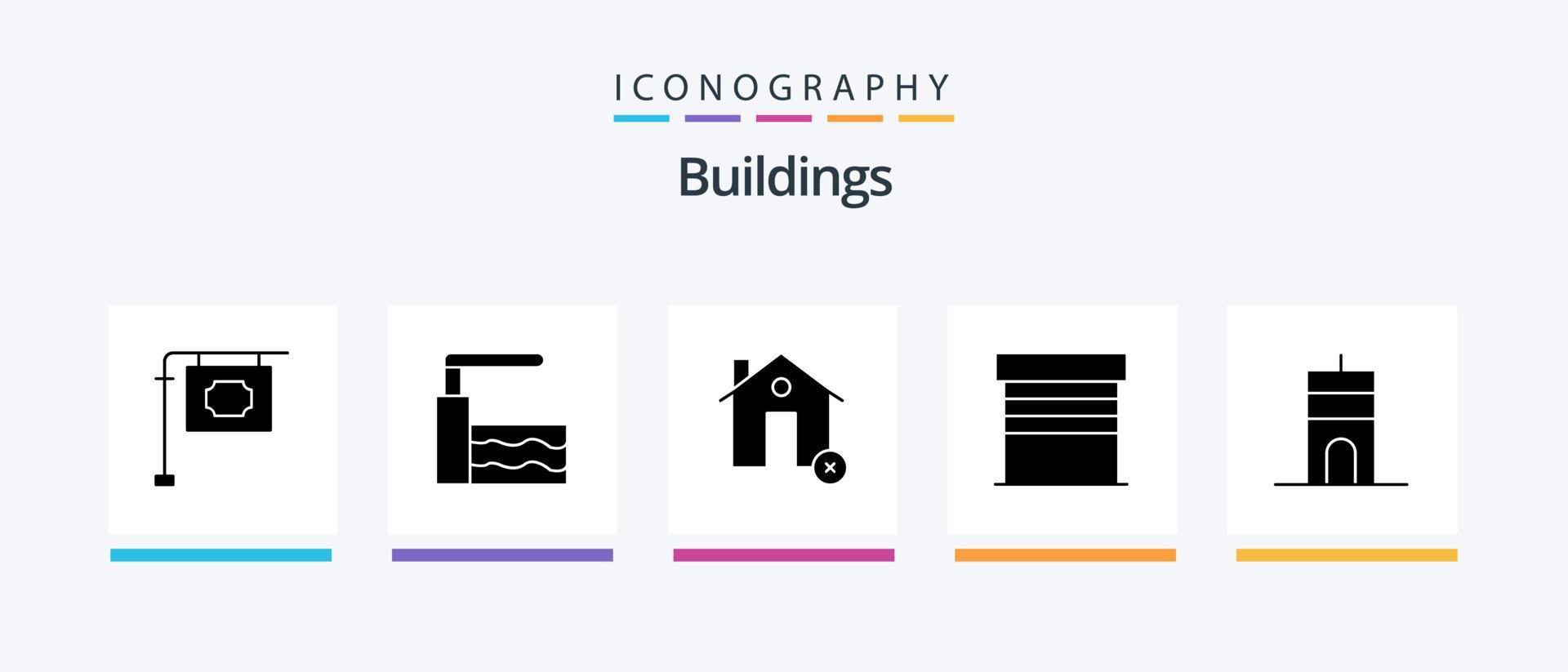 paquete de iconos de glifo 5 de edificios que incluye señal. antena. claro. casa. edificios diseño de iconos creativos vector