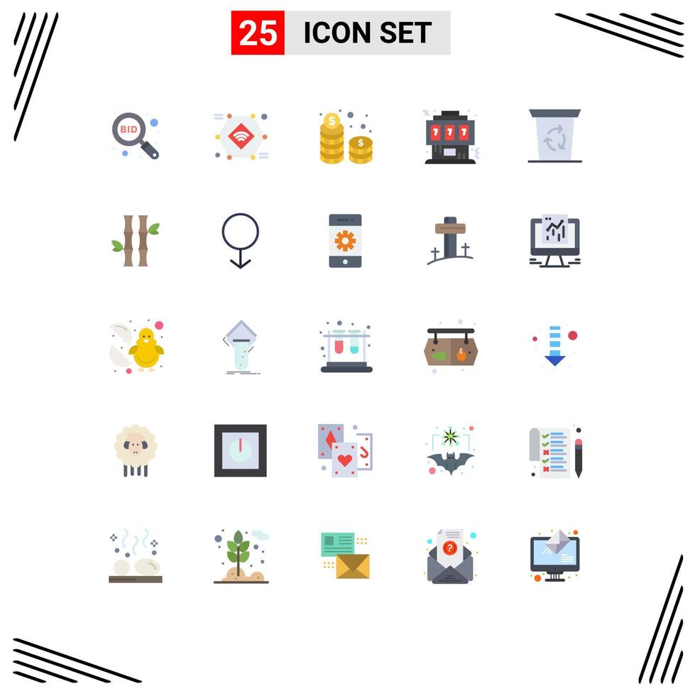 Editable Vector Line Pack of 25 Simple Flat Colors of joystick gaming wifi game cash Editable Vector Design Elements