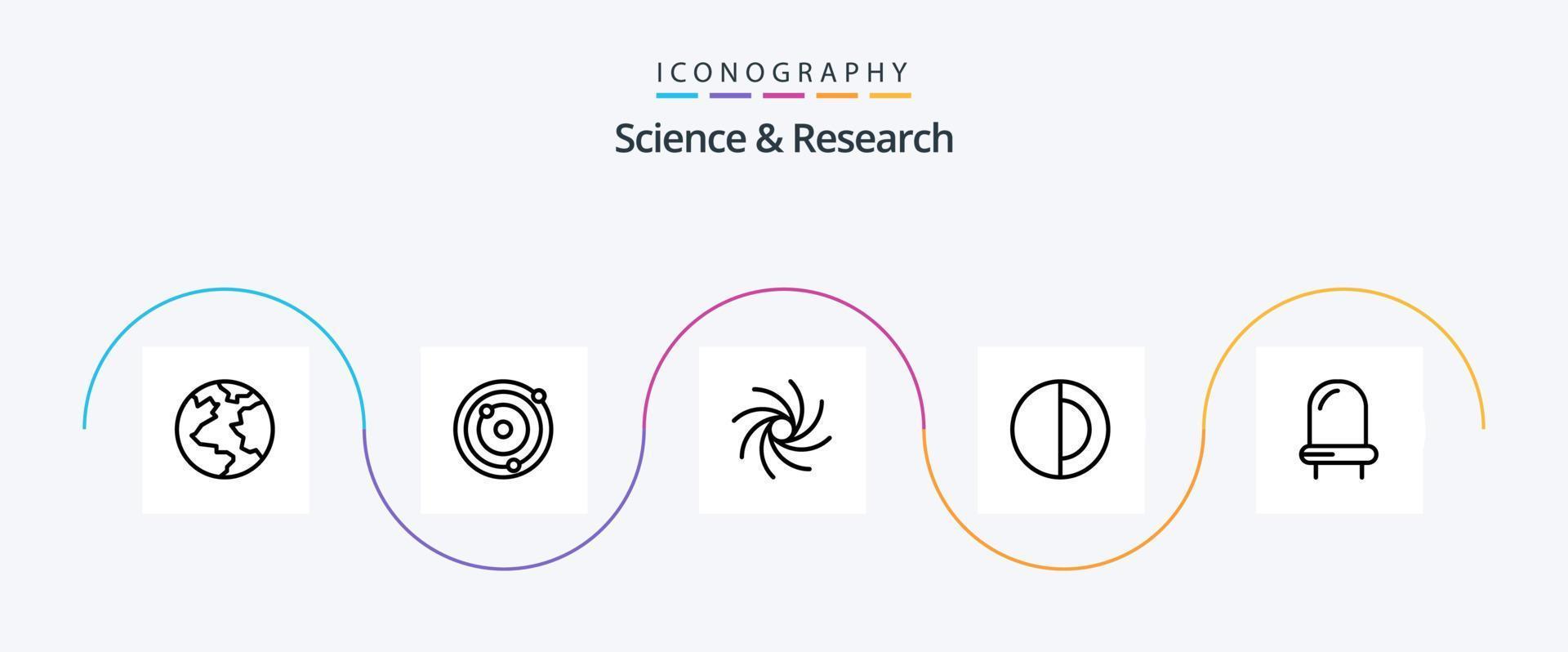 paquete de iconos de la línea de ciencia 5 que incluye . luz. universo. condujo. sol vector