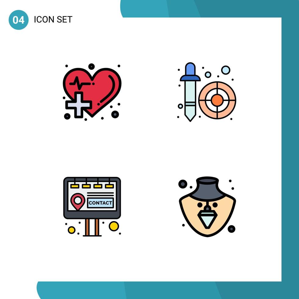 Set of 4 Vector Filledline Flat Colors on Grid for care billboard medical dropper marketing Editable Vector Design Elements