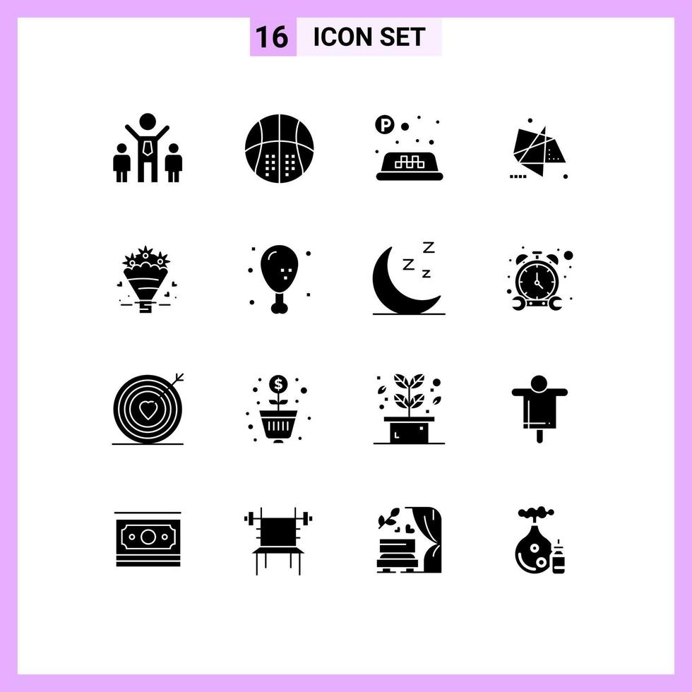 Group of 16 Solid Glyphs Signs and Symbols for love special sign motion effects Editable Vector Design Elements