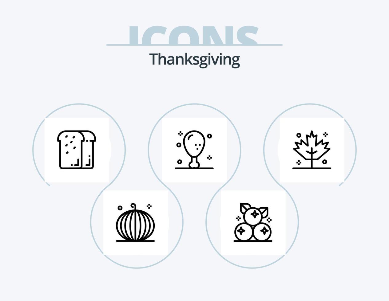 paquete de iconos de línea de acción de gracias 5 diseño de iconos. presente. regalo. gofre. cena. alimento vector