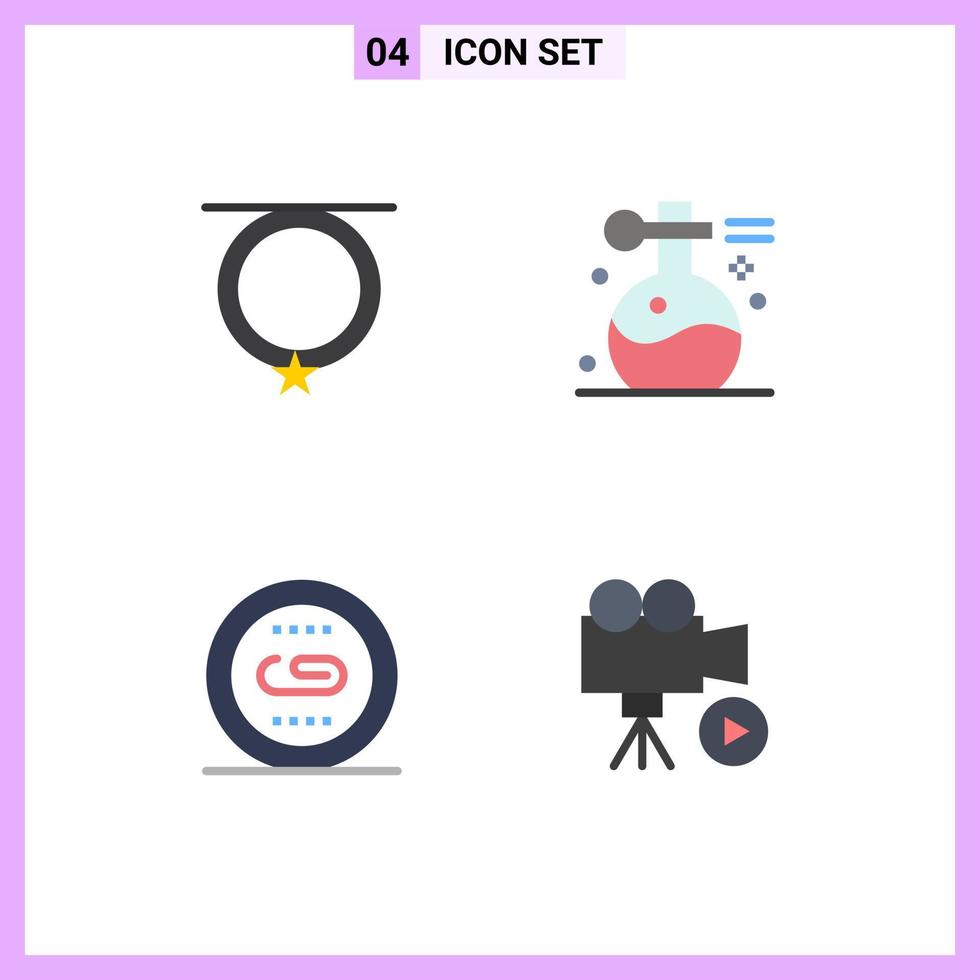 conjunto de iconos planos de interfaz móvil de 4 pictogramas de accesorios motor collar aceite medios elementos de diseño vectorial editables vector