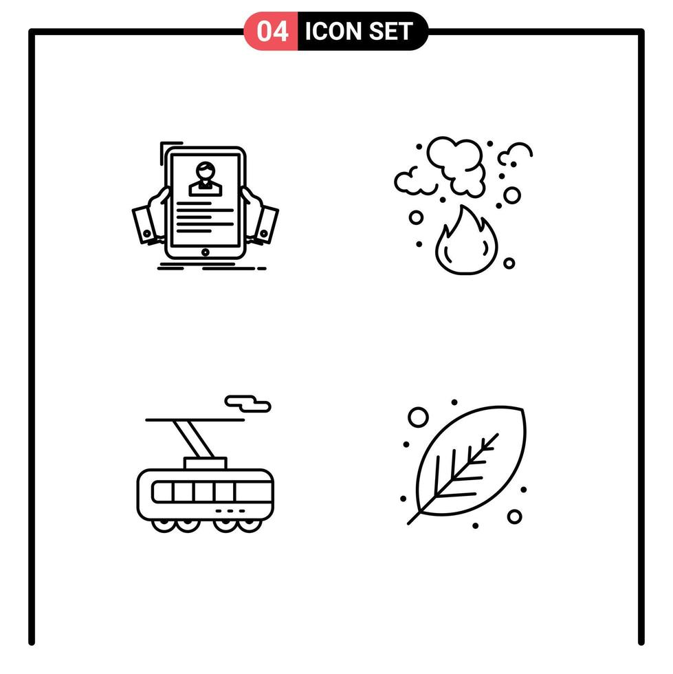 4 Line concept for Websites Mobile and Apps resume smoke hr fire smart Editable Vector Design Elements