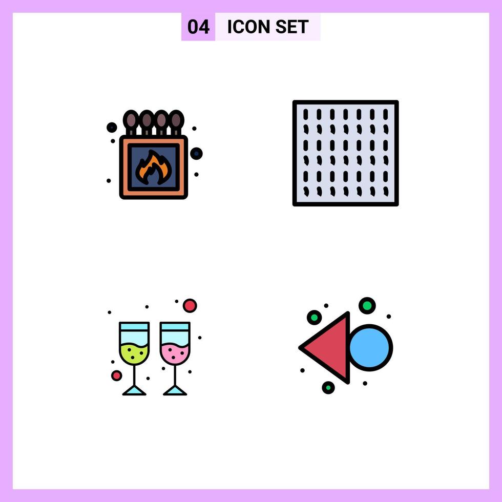 User Interface Pack of 4 Basic Filledline Flat Colors of camping wine box weather left Editable Vector Design Elements