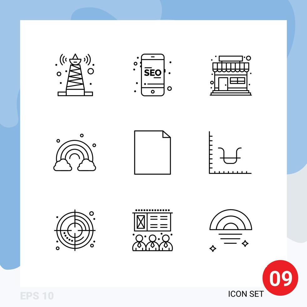 9 Outline concept for Websites Mobile and Apps page document market wave rainbow Editable Vector Design Elements