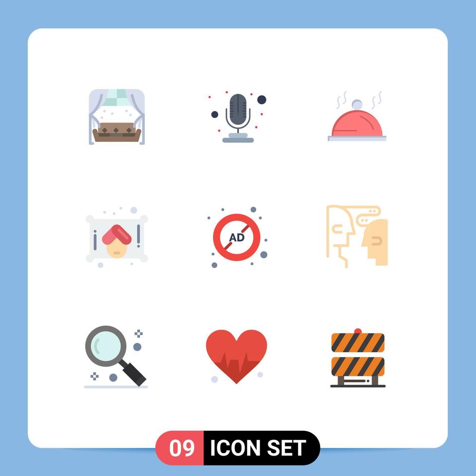 Set of 9 Modern UI Icons Symbols Signs for block ad block dish ad towel Editable Vector Design Elements