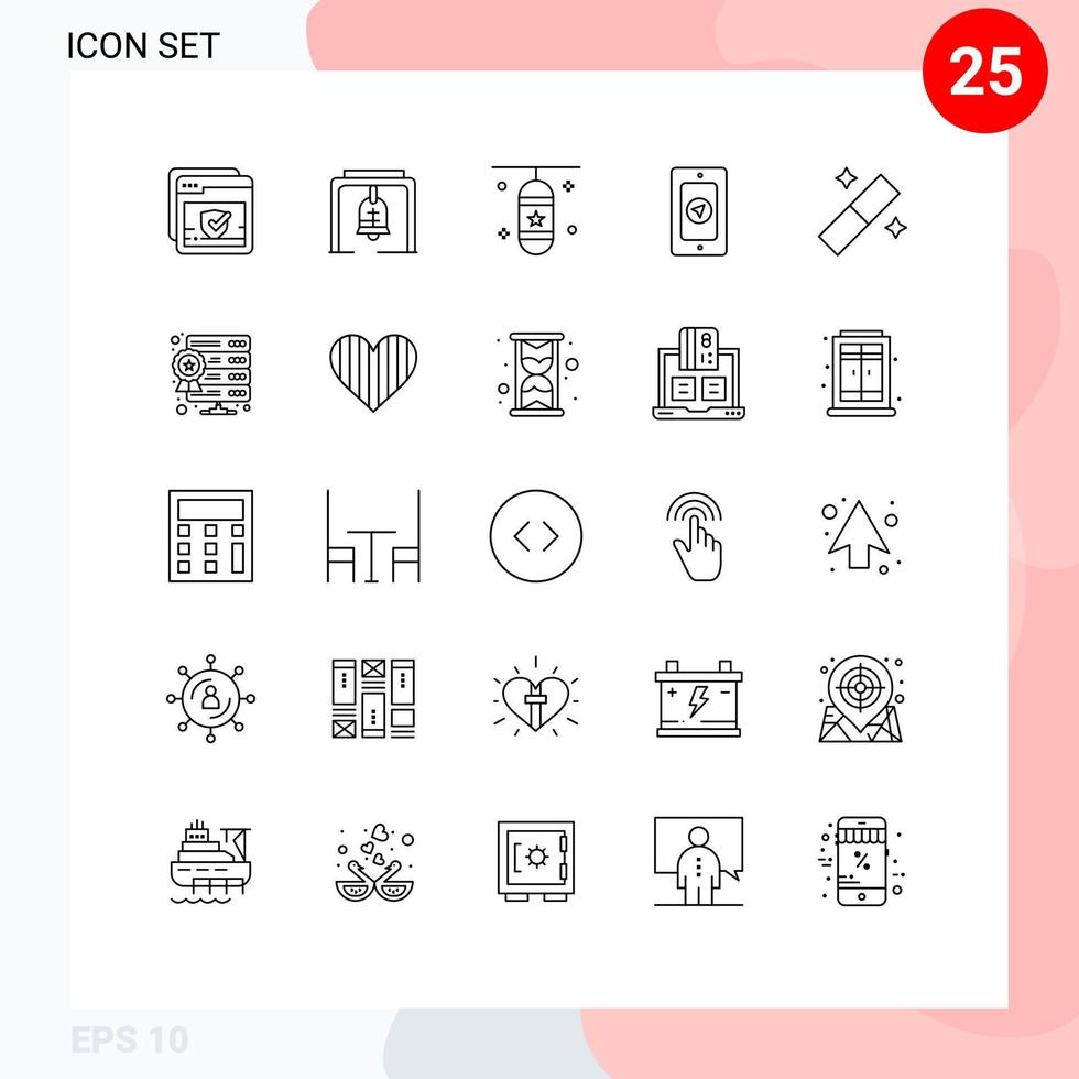 Set of 25 Modern UI Icons Symbols Signs for graphic rainy boxing bag pin sports Editable Vector Design Elements