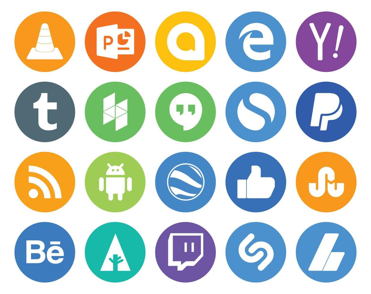 20 Social Media Icon Pack Including stumbleupon google earth tumblr android paypal vector