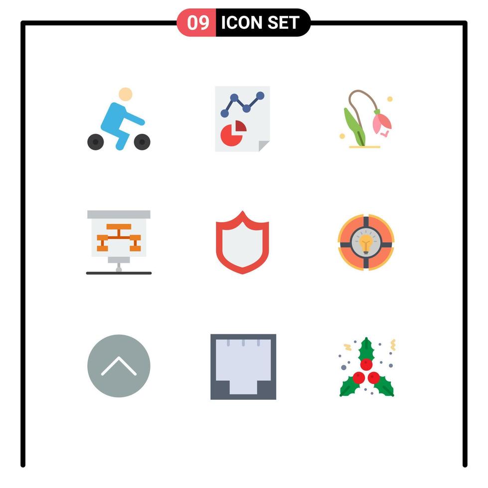 User Interface Pack of 9 Basic Flat Colors of protection statistics flower presentation chart Editable Vector Design Elements