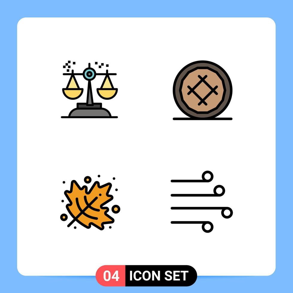User Interface Pack of 4 Basic Filledline Flat Colors of choice pie judgment cake leaf Editable Vector Design Elements