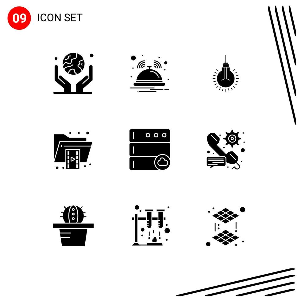 Set of 9 Vector Solid Glyphs on Grid for format file service document tips Editable Vector Design Elements