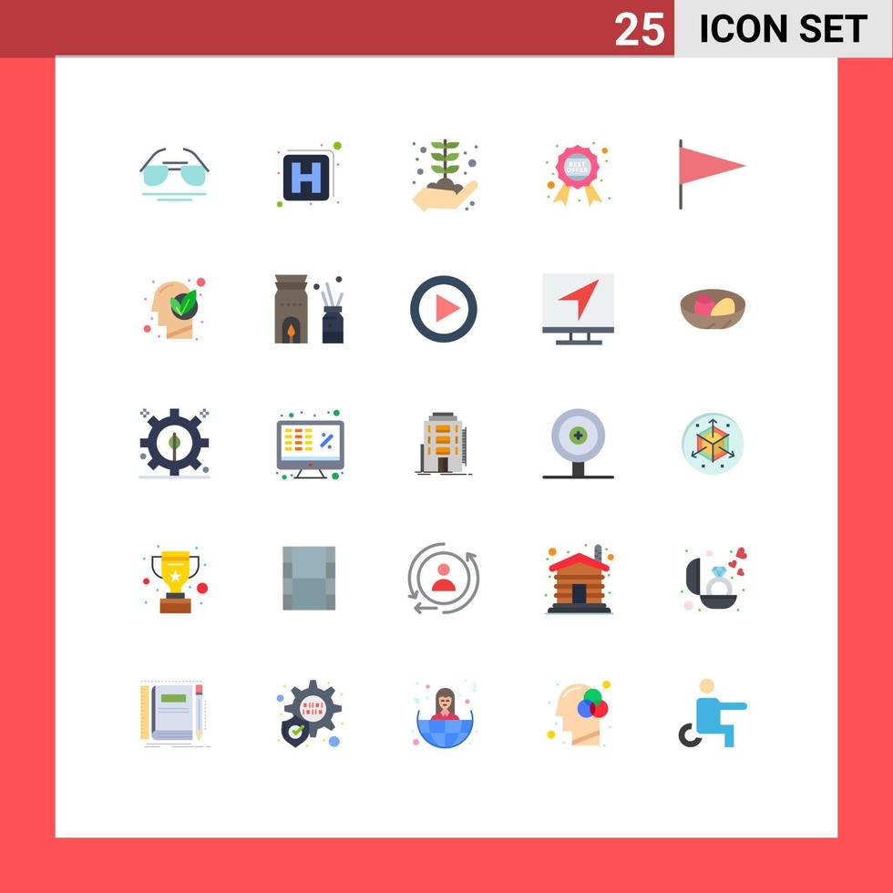 Universal Icon Symbols Group of 25 Modern Flat Colors of flag offer business growth quality badge Editable Vector Design Elements