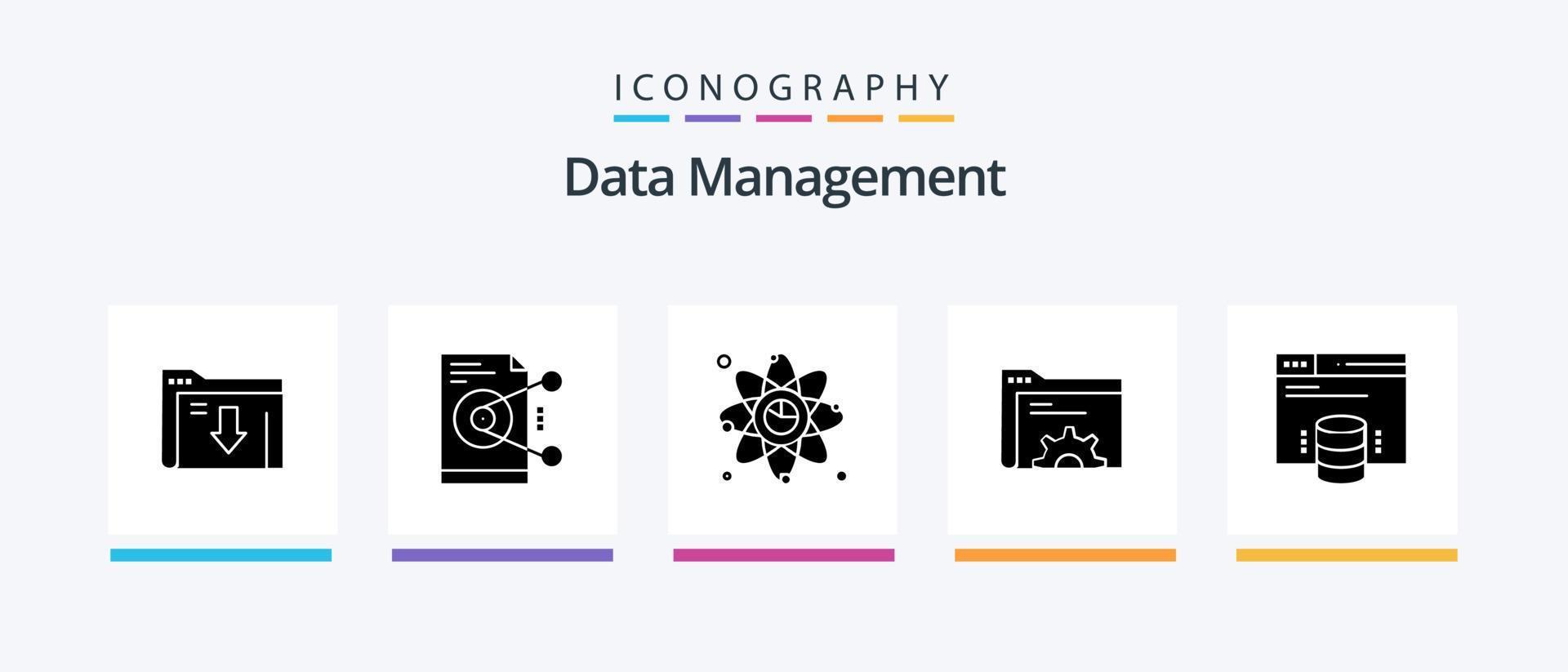 Data Management Glyph 5 Icon Pack Including . link . sharing . graph . atom. Creative Icons Design vector