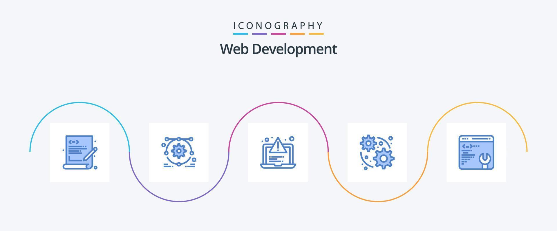 paquete de iconos azul 5 de desarrollo web que incluye . Página web. alerta. desarrollo. web vector