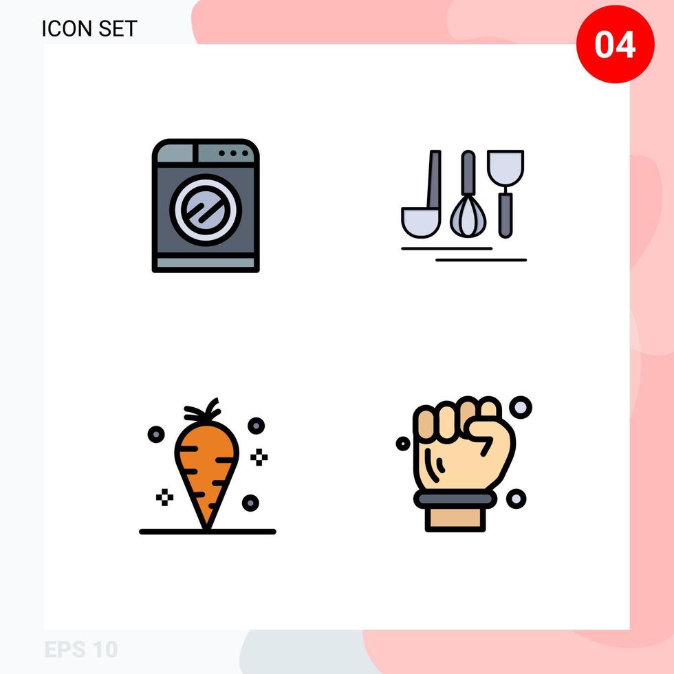 Stock Vector Icon Pack of 4 Line Signs and Symbols for machine thanksgiving washing service vitamin Editable Vector Design Elements