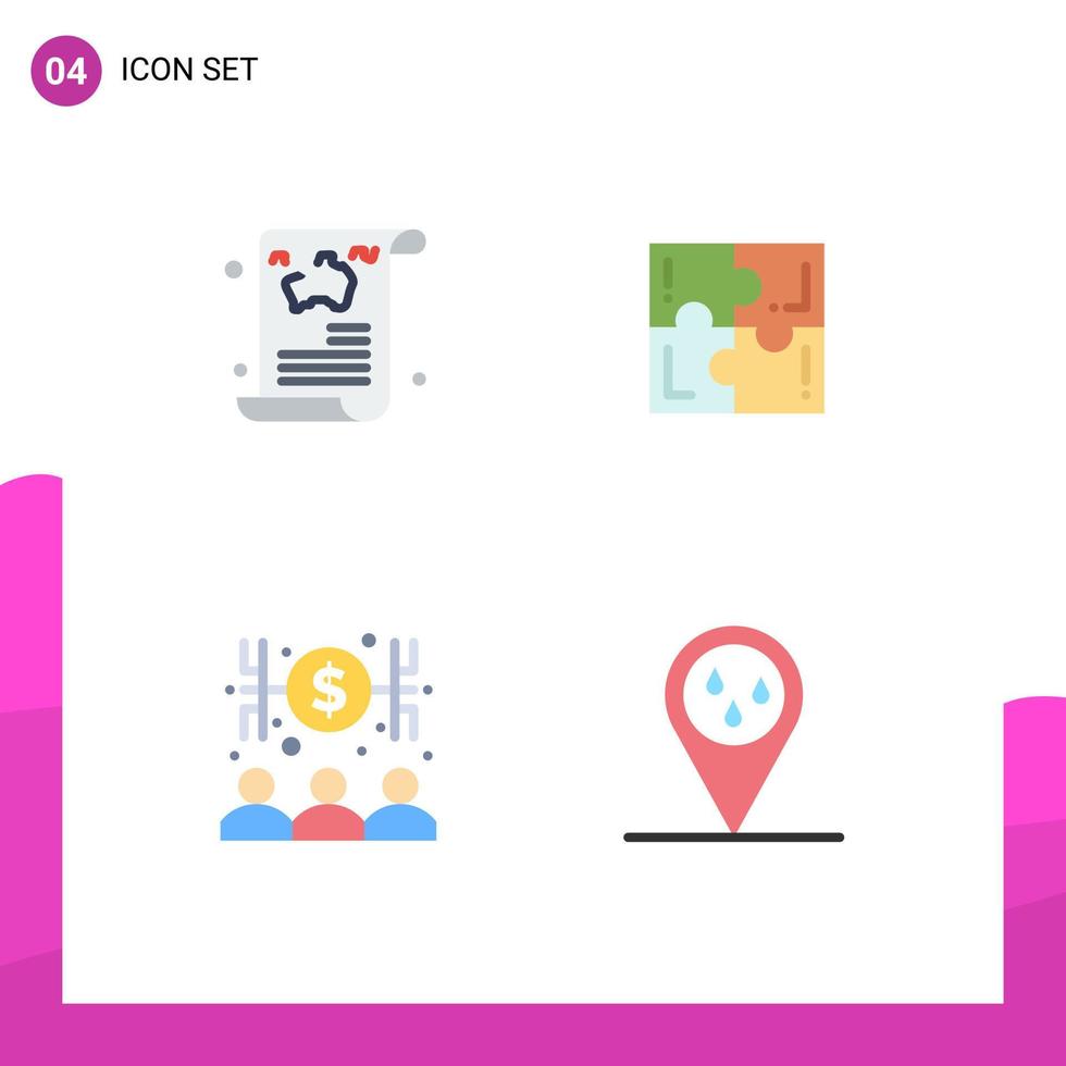 Set of 4 Modern UI Icons Symbols Signs for blog solve travel game capitalist Editable Vector Design Elements