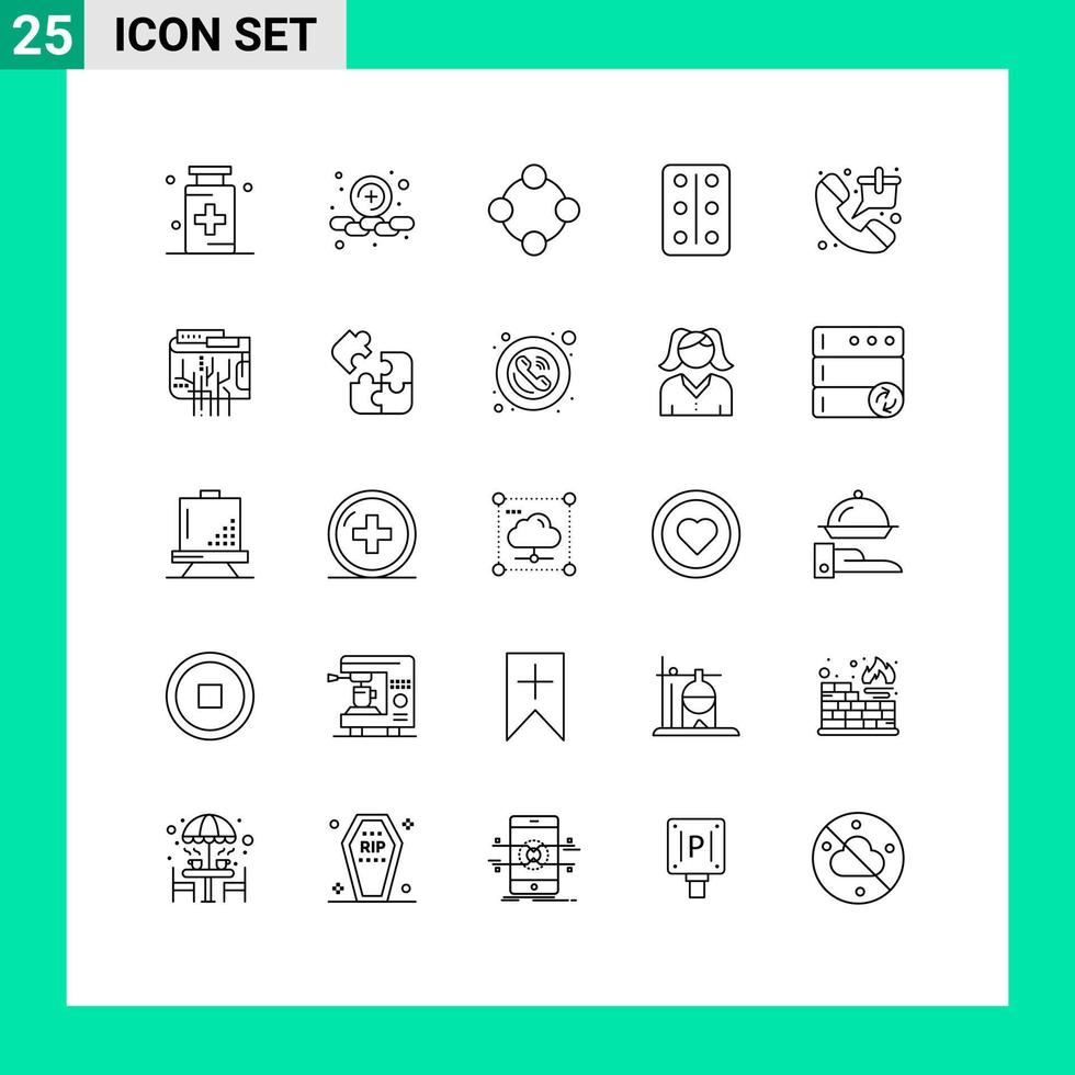 Modern Set of 25 Lines and symbols such as market tablets baby rattle remedy toy Editable Vector Design Elements
