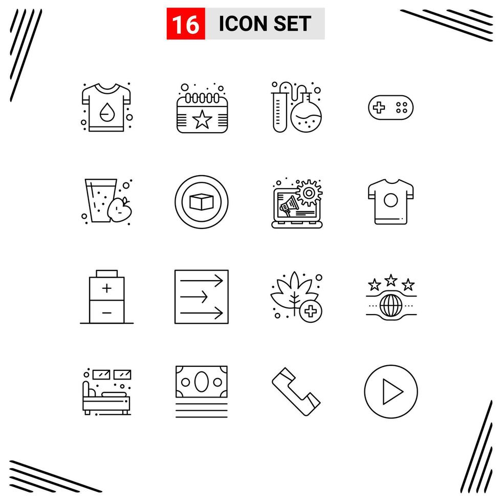 Set of 16 Vector Outlines on Grid for drink bandage date band education Editable Vector Design Elements