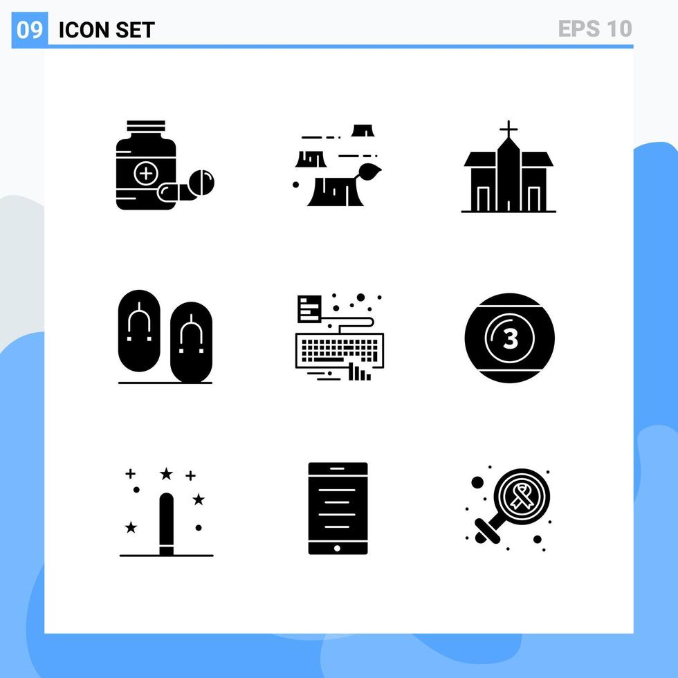 Set of 9 Modern UI Icons Symbols Signs for travel flops environment flip historic Editable Vector Design Elements